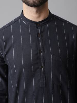 Pure cotton kurta with band collar 5