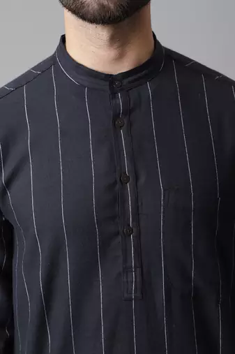 Pure cotton kurta with band collar
