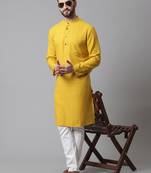 Pure cotton kurta with band collar