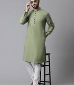 Pure cotton kurta with band collar