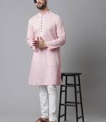 Pure cotton kurta with band collar