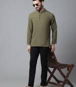 Pure cotton kurta with band collar