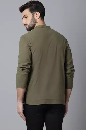 Pure cotton kurta with band collar