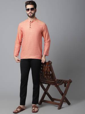 Pure cotton kurta with band collar 1