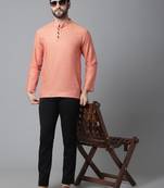 Pure cotton kurta with band collar