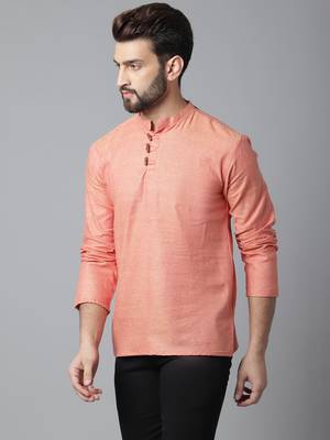 Pure cotton kurta with band collar 3