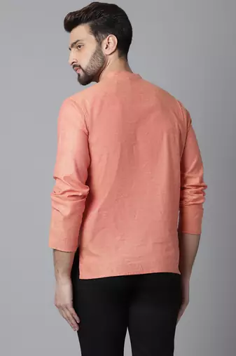 Pure cotton kurta with band collar