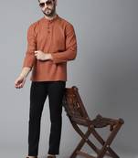 Pure cotton kurta with band collar