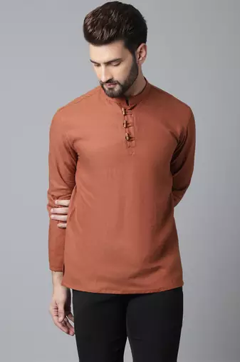 Pure cotton kurta with band collar