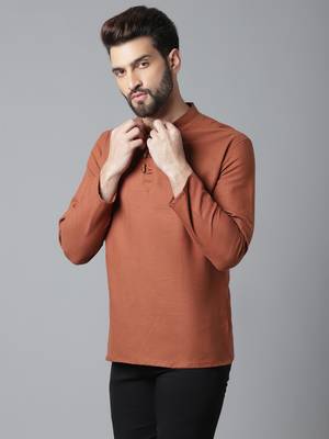 Pure cotton kurta with band collar 3