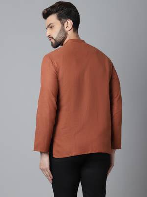 Pure cotton kurta with band collar 4