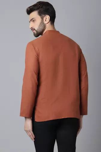 Pure cotton kurta with band collar