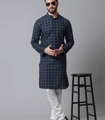Solid kurta with band collar