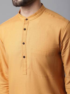 Solid kurta with band collar 5