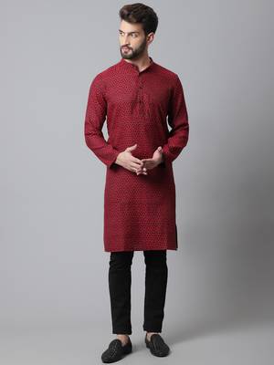 Solid kurta with band collar 2