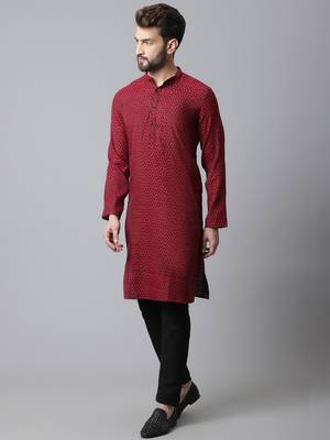 Solid kurta with band collar 3