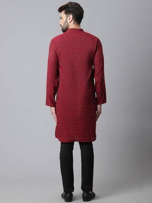Solid kurta with band collar 4