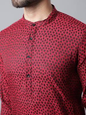 Solid kurta with band collar 5