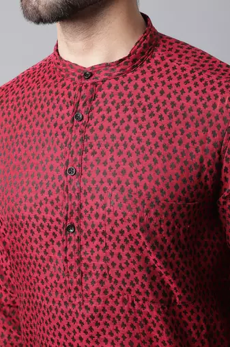 Solid kurta with band collar