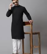 Solid kurta with band collar