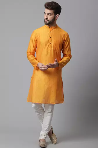 Check kurta with band collar