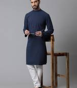 Solid kurta with band collar