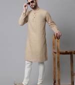 Solid kurta with band collar