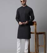 Solid kurta with band collar