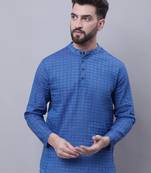 Pure cotton short kurta with band collar