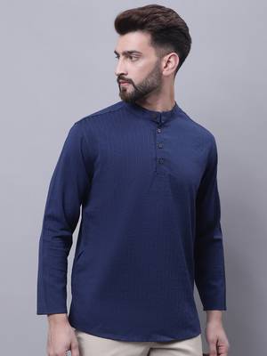 Pure cotton short kurta with band collar 2