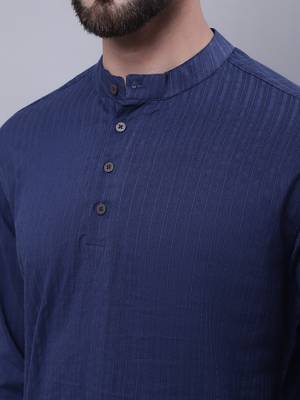 Pure cotton short kurta with band collar 3