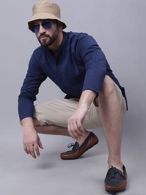 Pure cotton short kurta with band collar 5