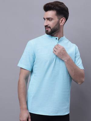 Pure cotton short kurta with band collar 2