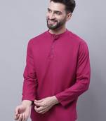 Pure cotton short kurta with band collar