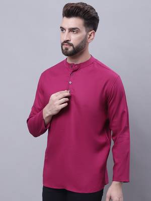 Pure cotton short kurta with band collar 2