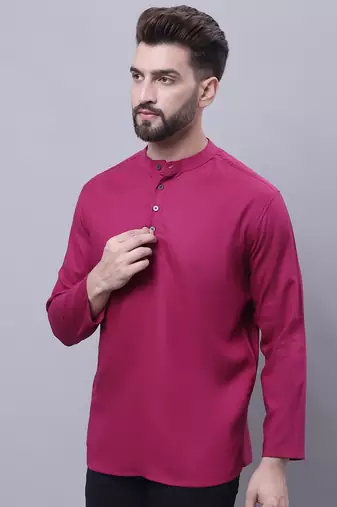 Pure cotton short kurta with band collar