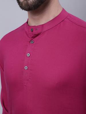 Pure cotton short kurta with band collar 3