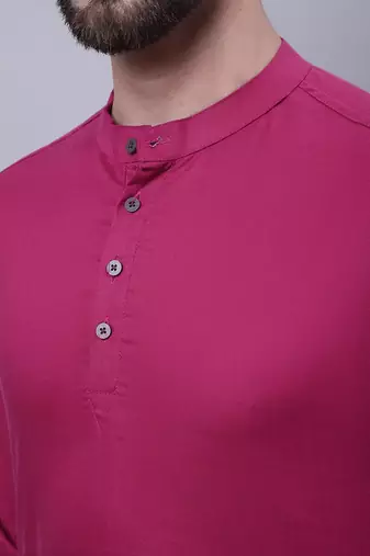 Pure cotton short kurta with band collar
