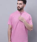 Pure cotton short kurta with band collar