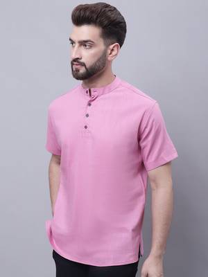 Pure cotton short kurta with band collar 2