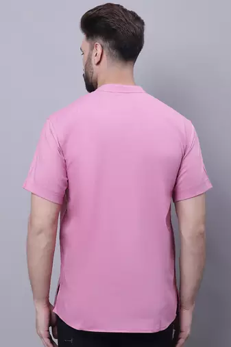 Pure cotton short kurta with band collar