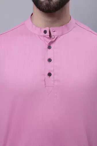 Pure cotton short kurta with band collar