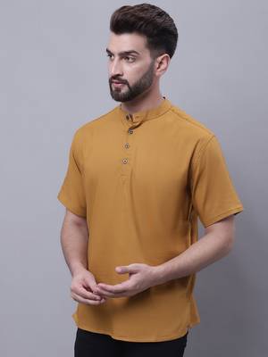 Pure cotton short kurta with band collar 2