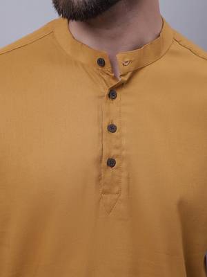 Pure cotton short kurta with band collar 4