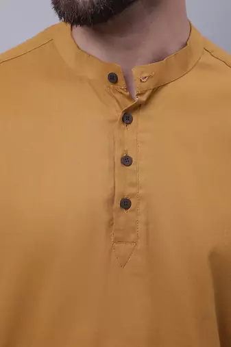 Pure cotton short kurta with band collar