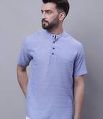 Pure cotton short kurta with band collar