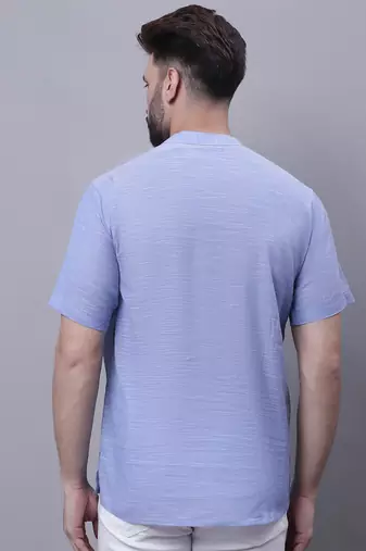 Pure cotton short kurta with band collar
