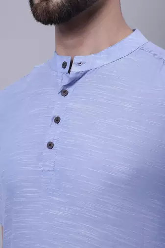 Pure cotton short kurta with band collar