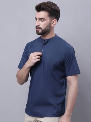 Pure cotton short kurta with band collar 2
