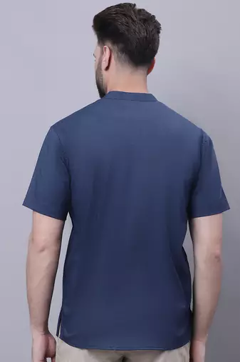 Pure cotton short kurta with band collar